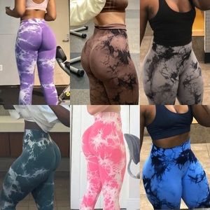 6 Pairs of Seamless Tide Dye Leggings Medium